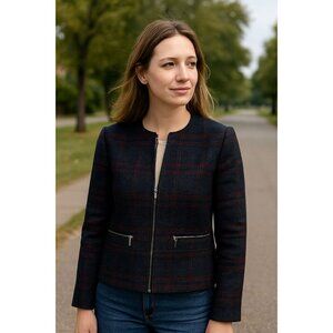 NWT Contemporaine Women’s Plaid Jacket Pockets Size 14